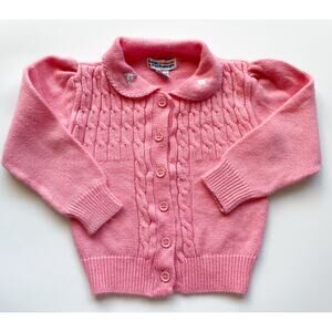 Toddler Girl's Vintage Pink Cardigan Sweater Size Small